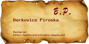 Berkovics Piroska névjegykártya